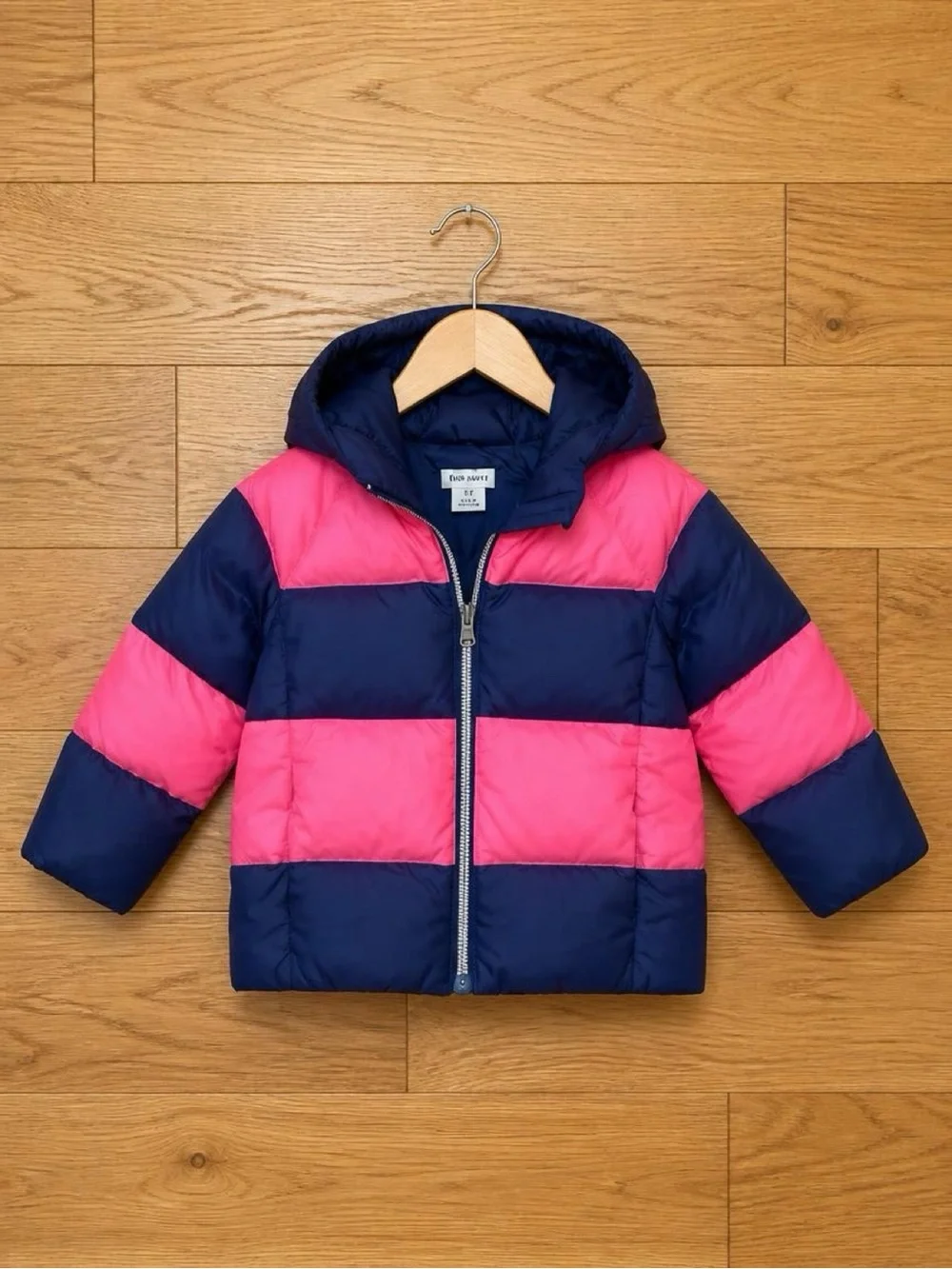 Ralph Lauren Girls 24M Pink Navy Puffer Jacket
